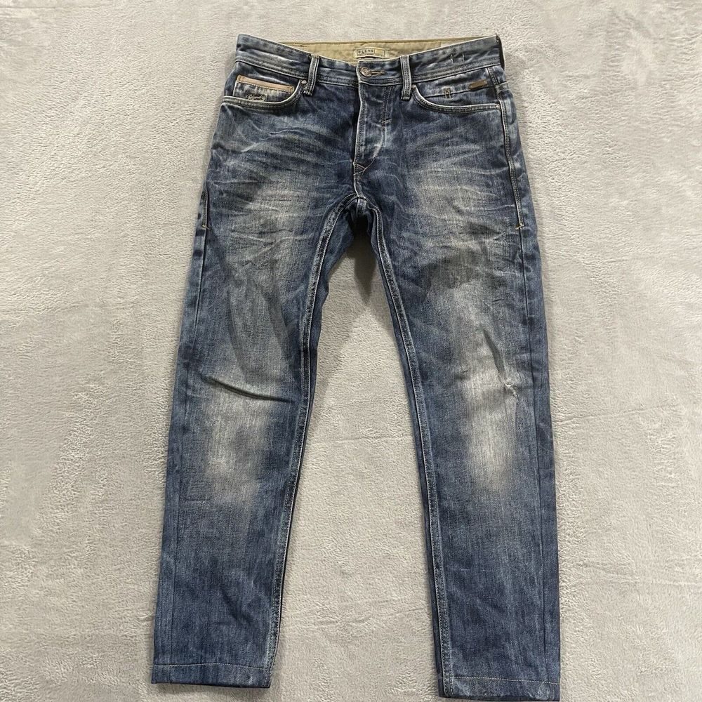 Blend Twister Slim Jeans Men's 30 x 34 Blue Button Fly Distressed Vintage Y2K